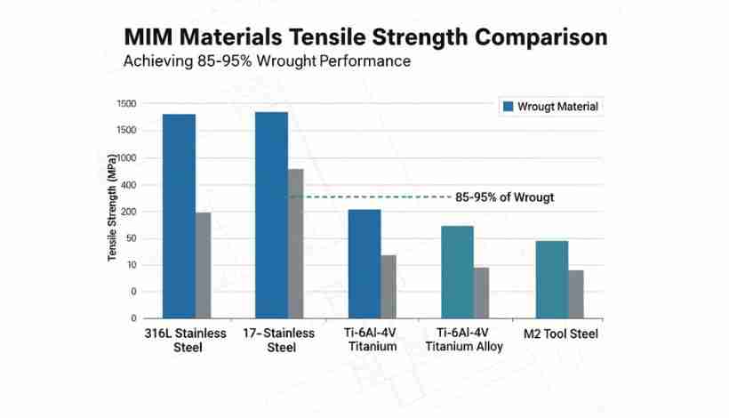 MIM materials tensile strength comparison chart