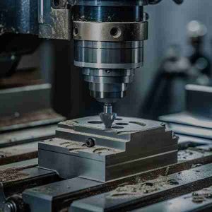 Close-up of CNC milling spindle and cutting tool